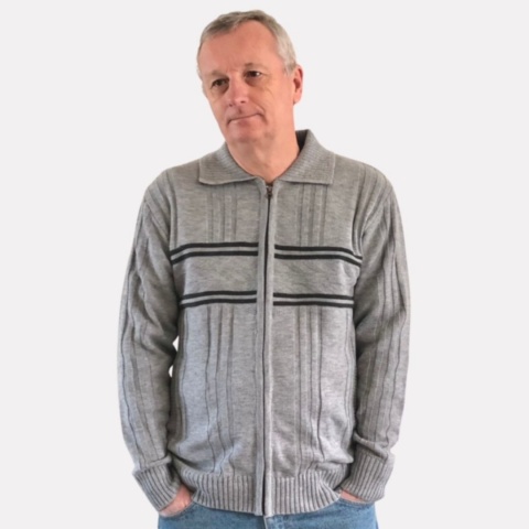 Cavallio Grey Zipped Cardigan with Two Pockets